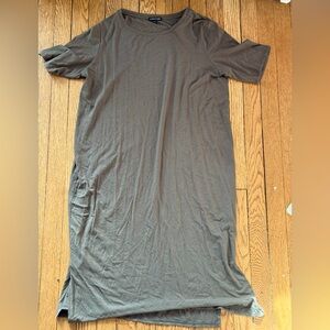 Eileen Fisher Olive Green T-Shirt Dress - Size Large